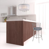 26" Gray And Silver Faux Leather And Iron Swivel Low Back Counter Height Bar Chair - Homeroots