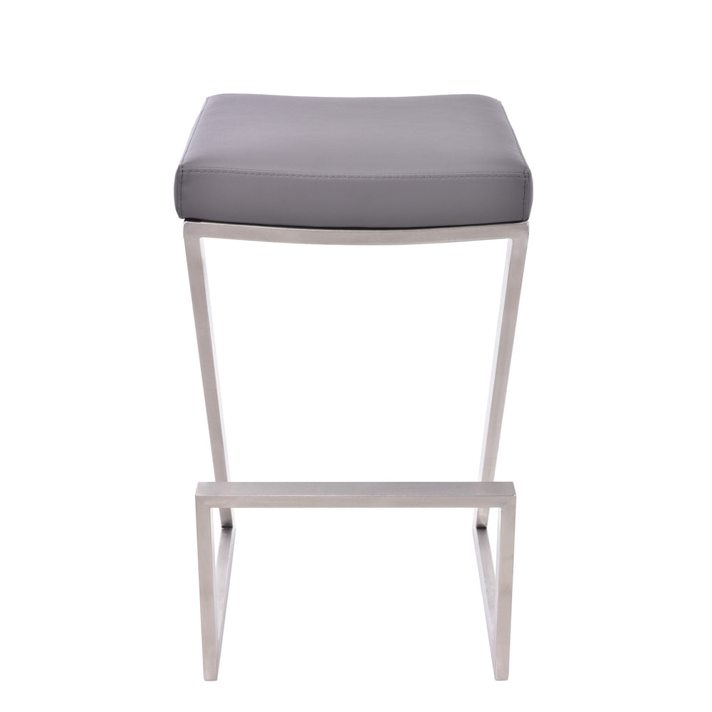 26" Gray And Silver Iron Backless Counter Height Bar Chair - Homeroots