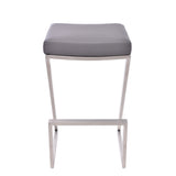 26" Gray And Silver Iron Backless Counter Height Bar Chair - Homeroots