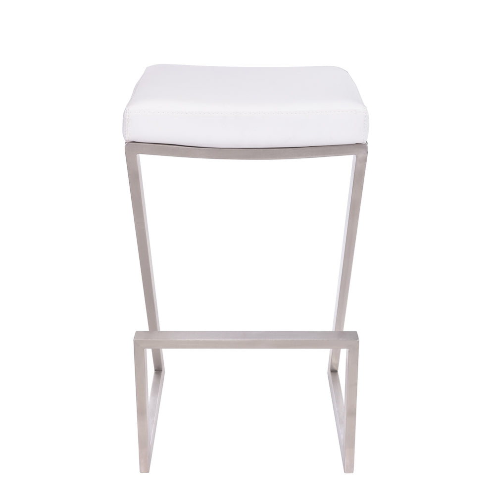 26" White And Silver Iron Backless Counter Height Bar Chair - Homeroots - Flyclothing LLC