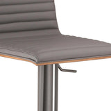 22" Gray Iron Swivel Low Back Adjustable Height Bar Chair - Homeroots