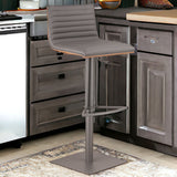 22" Gray Iron Swivel Low Back Adjustable Height Bar Chair - Homeroots