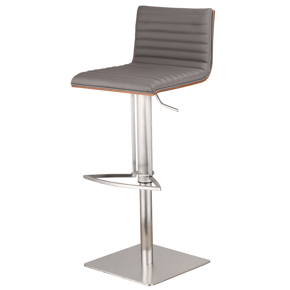 22" Gray And Silver Iron Swivel Low Back Adjustable Height Bar Chair - Homeroots - Flyclothing LLC