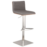 22" Gray And Silver Iron Swivel Low Back Adjustable Height Bar Chair - Homeroots - Flyclothing LLC