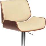 24" Cream And Silver Iron Swivel Low Back Adjustable Height Bar Chair - Homeroots - Flyclothing LLC