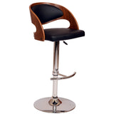 Black And Silver Faux Leather And Chrome Low Back Adjustable Height Swivel Bar Chair - Homeroots - Flyclothing LLC