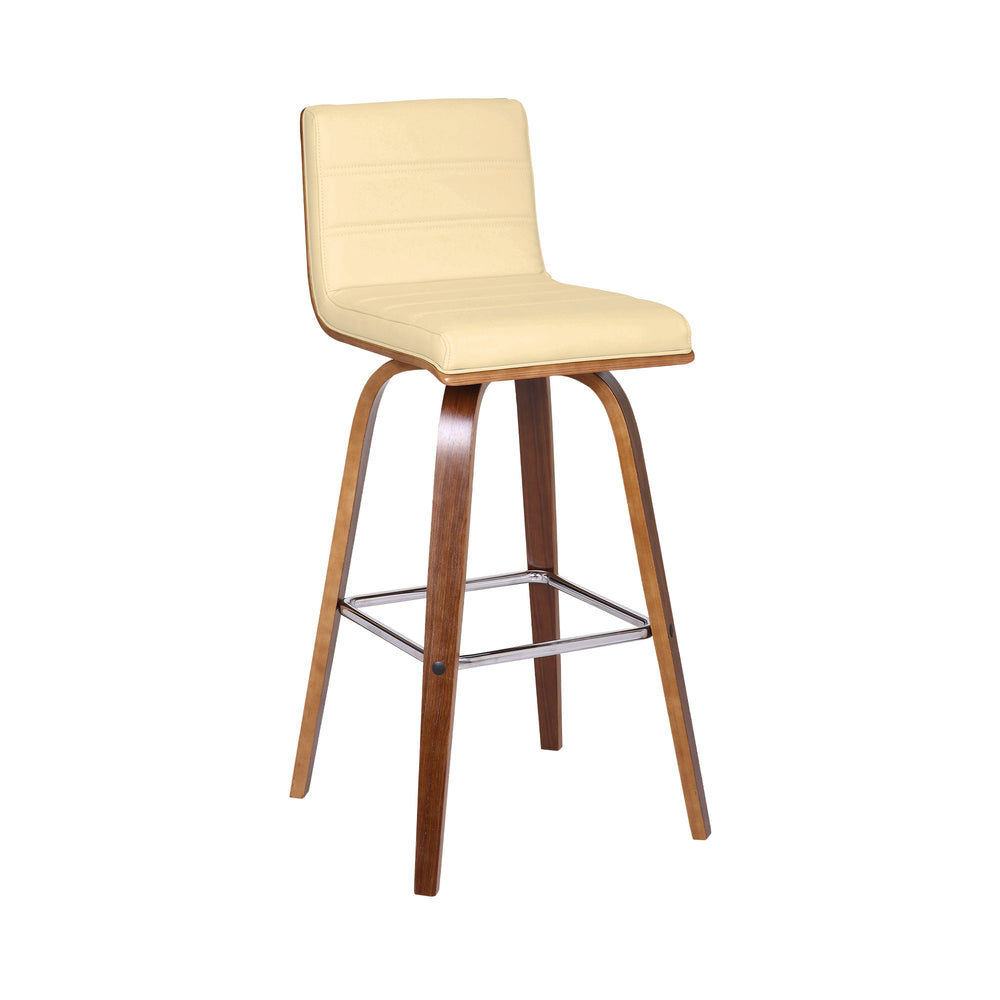 30" Cream And Brown Iron Swivel Low Back Bar Height Bar Chair - Homeroots - Flyclothing LLC