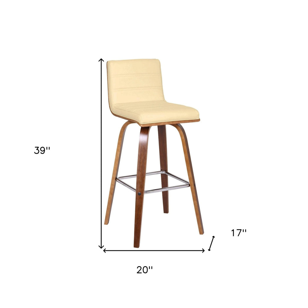 30" Cream And Brown Iron Swivel Low Back Bar Height Bar Chair - Homeroots - Flyclothing LLC