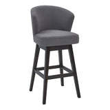 27" Gray And Espresso Solid Wood Swivel Low Back Counter Height Bar Chair - Homeroots - Flyclothing LLC