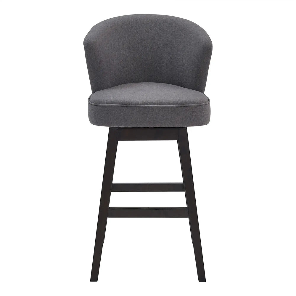 27" Gray And Espresso Solid Wood Swivel Low Back Counter Height Bar Chair - Homeroots - Flyclothing LLC