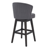 27" Gray And Espresso Solid Wood Swivel Low Back Counter Height Bar Chair - Homeroots - Flyclothing LLC