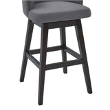 27" Gray And Espresso Solid Wood Swivel Low Back Counter Height Bar Chair - Homeroots - Flyclothing LLC