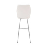 26" White And Silver Faux Leather And Iron Counter Height Bar Chair - Homeroots