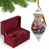 Vintage Car and Santa Waving Hand Painted Mouth Blown Glass Ornament - Homeroots - Flyclothing LLC