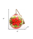 Poinsettia Flower Hand Painted Mouth Blown Glass Ornament - Homeroots - Flyclothing LLC