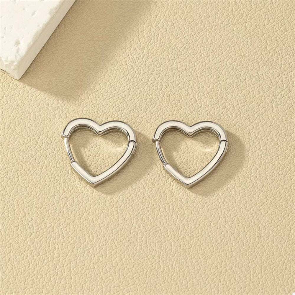Alloy Heart Shape Hoop Earrings - Trendsi - Flyclothing LLC