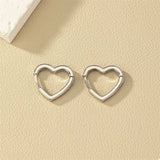 Alloy Heart Shape Hoop Earrings - Trendsi - Flyclothing LLC