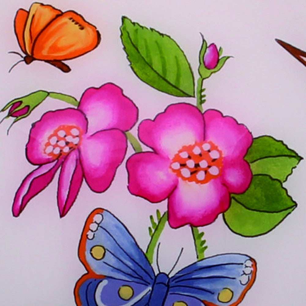 Decorative Florals Hand Painted Mouth Blown Glass Ornament - Homeroots - Flyclothing LLC