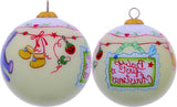 Baby's First Christmas with Motifs Hand Painted Mouth Blown Glass Ornament - Homeroots - Flyclothing LLC