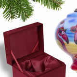 Pink Christmas Flamingos Hand Painted Mouth Blown Glass Ornament - Homeroots - Flyclothing LLC
