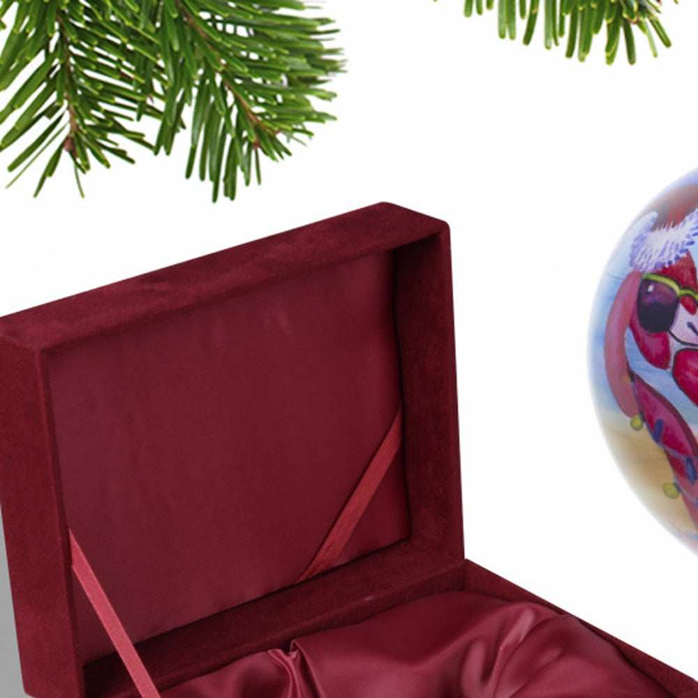 Pink Christmas Flamingos Hand Painted Mouth Blown Glass Ornament - Homeroots - Flyclothing LLC