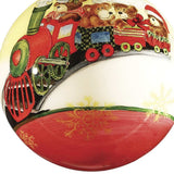 Teddy on Toy Train Hand Painted Mouth Blown Glass Ornament - Homeroots - Flyclothing LLC