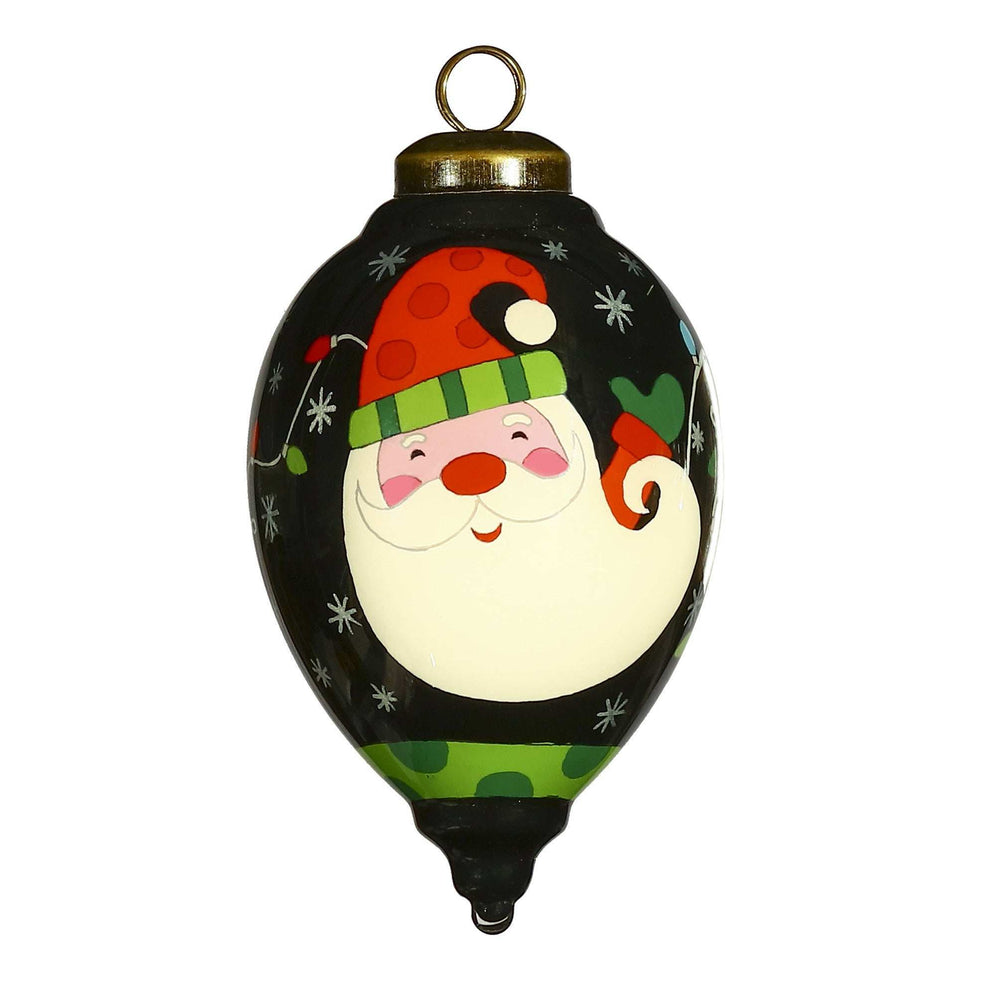Santa in Holiday Lights Hand Painted Mouth Blown Glass Ornament - Homeroots - Flyclothing LLC