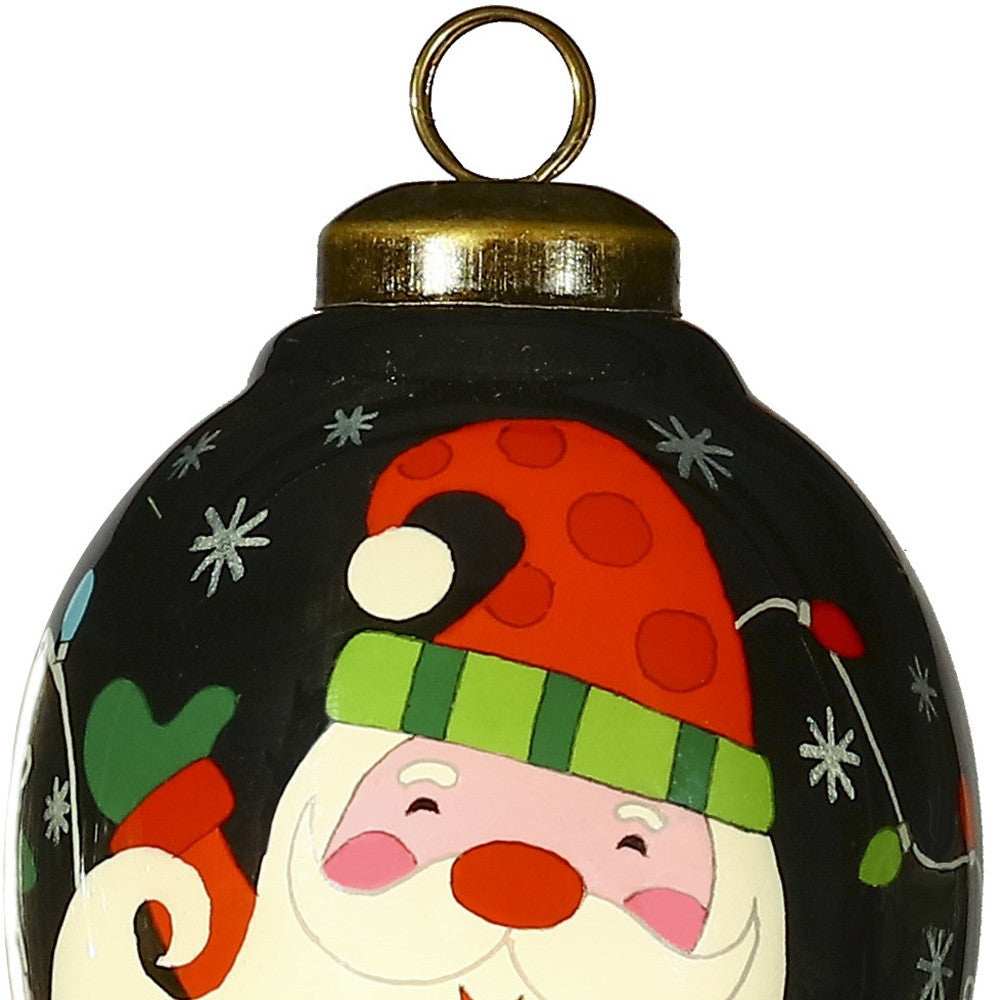 Santa in Holiday Lights Hand Painted Mouth Blown Glass Ornament - Homeroots - Flyclothing LLC