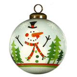 Festive Glitter Snowman Hand Painted Mouth Blown Glass Ornament - Homeroots - Flyclothing LLC