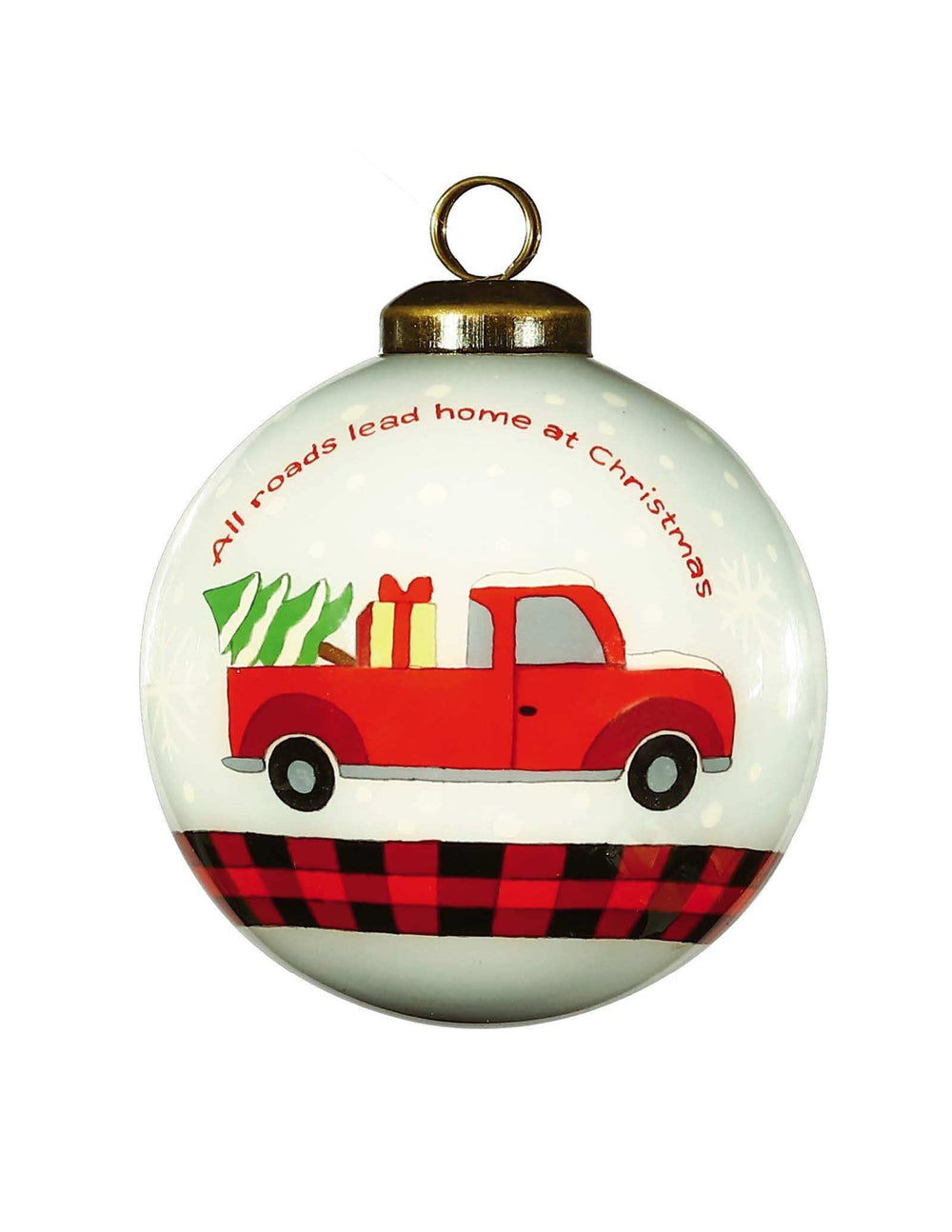 Red Pickup Truck with Presents Hand Painted Mouth Blown Glass Ornament - Homeroots - Flyclothing LLC