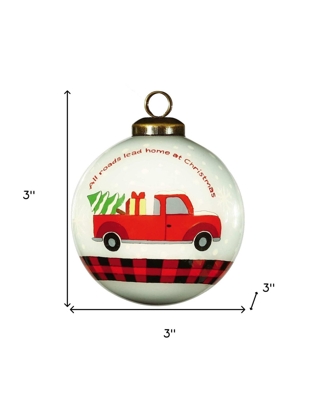 Red Pickup Truck with Presents Hand Painted Mouth Blown Glass Ornament - Homeroots - Flyclothing LLC