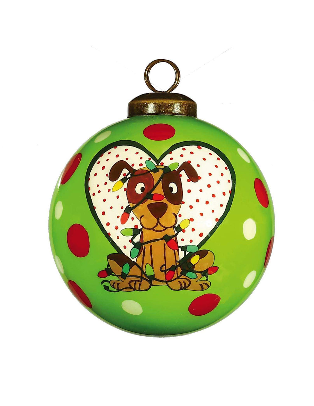Charming Dog in a Heart Hand Painted Mouth Blown Glass Ornament - Homeroots - Flyclothing LLC