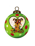 Charming Dog in a Heart Hand Painted Mouth Blown Glass Ornament - Homeroots - Flyclothing LLC