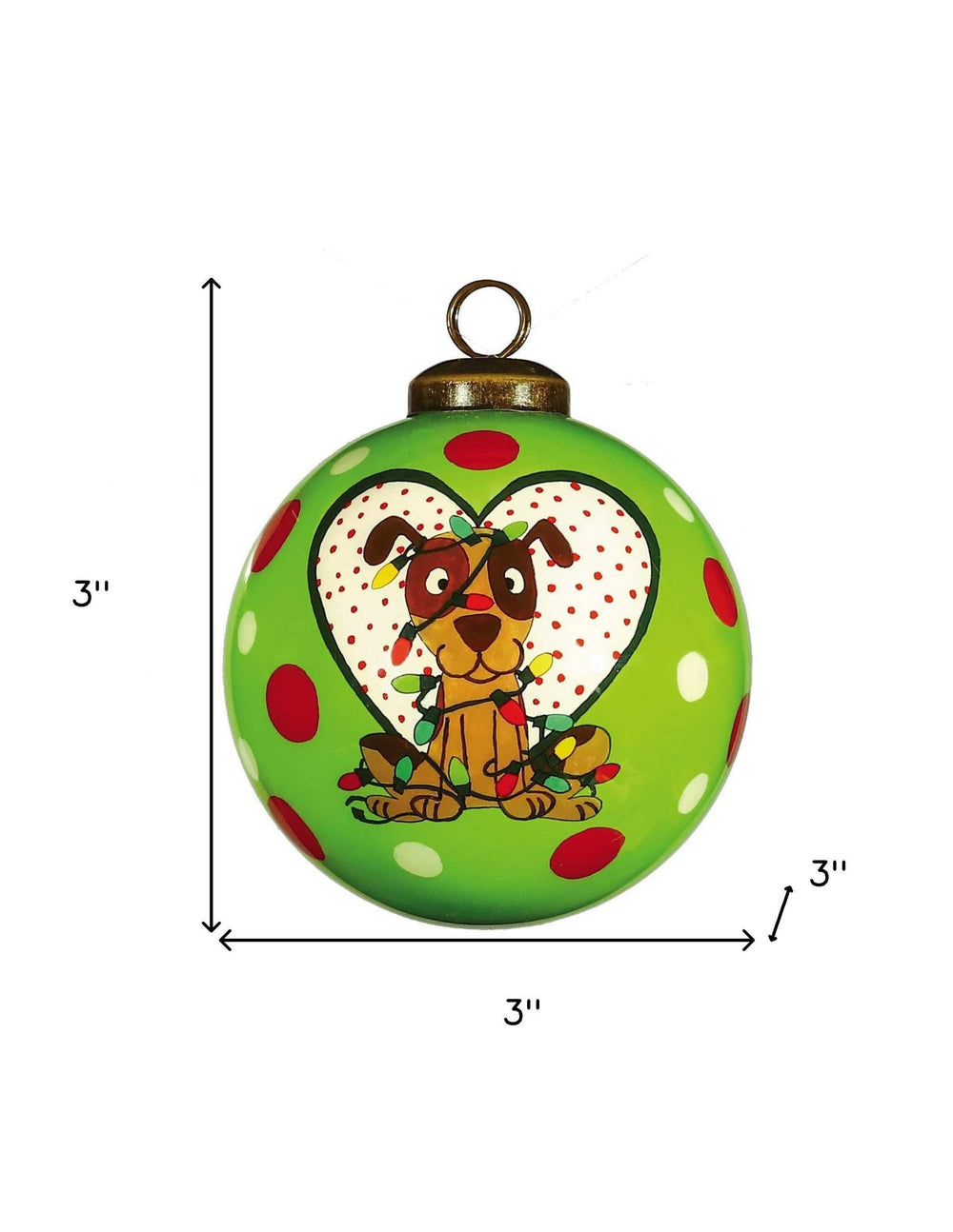 Charming Dog in a Heart Hand Painted Mouth Blown Glass Ornament - Homeroots - Flyclothing LLC