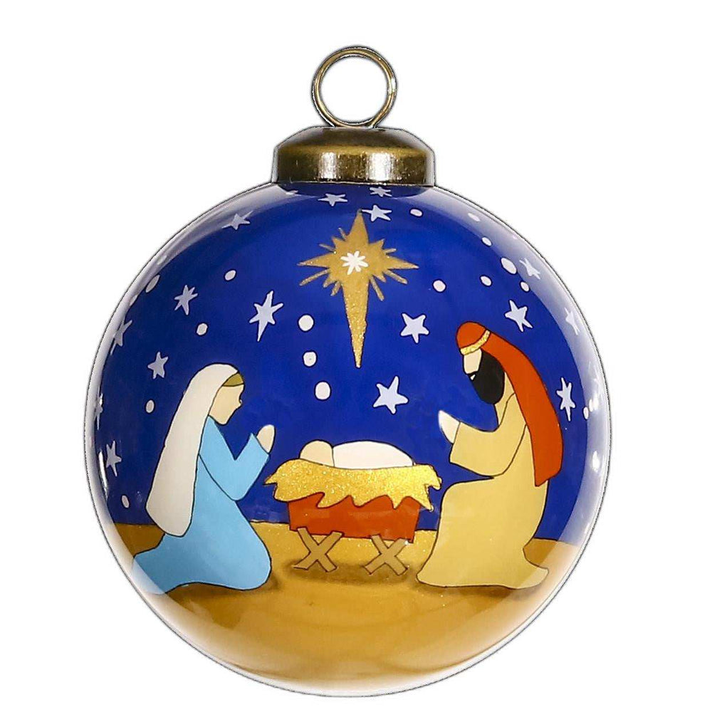 Silent Night Hand Painted Mouth Blown Glass Ornament - Homeroots - Flyclothing LLC