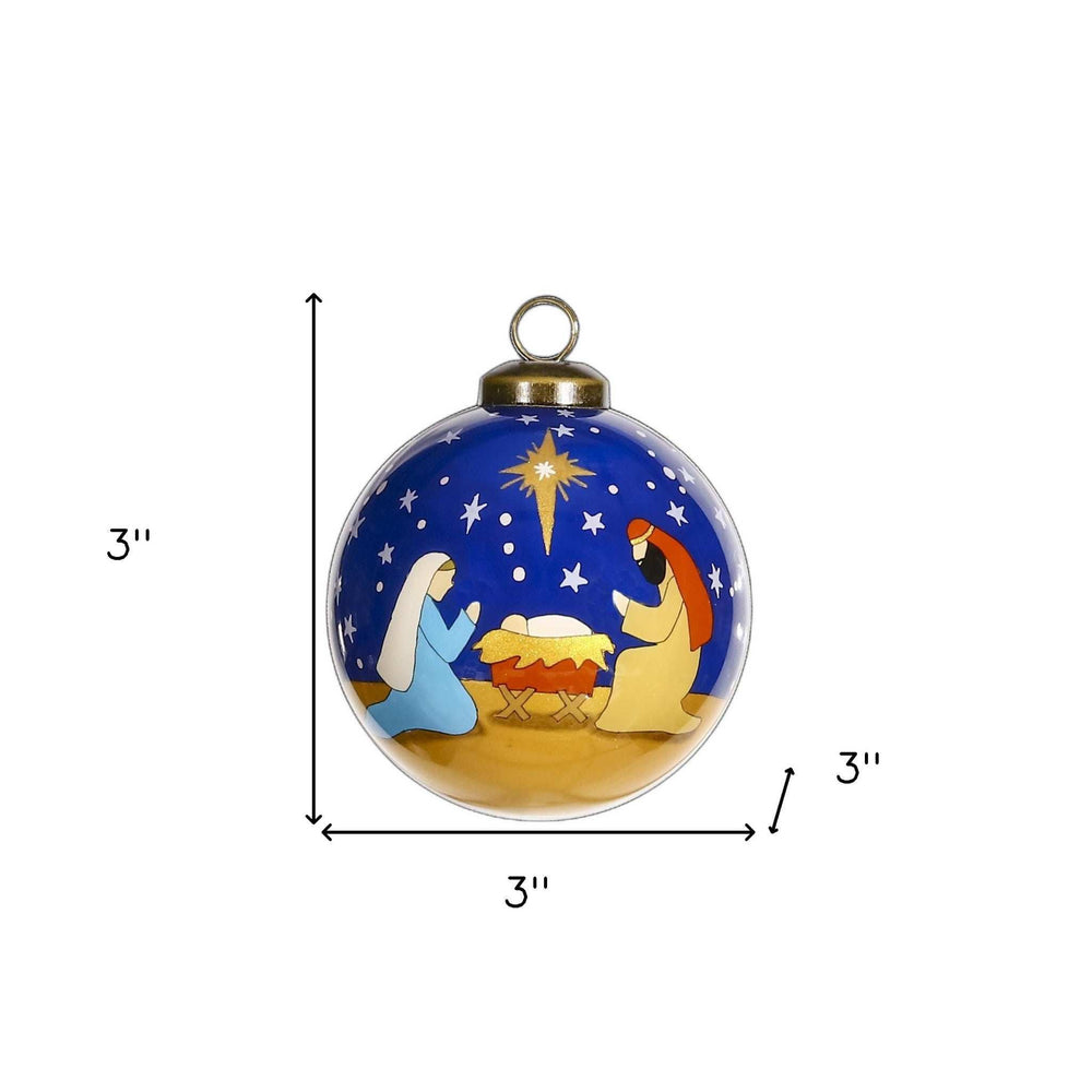 Silent Night Hand Painted Mouth Blown Glass Ornament - Homeroots - Flyclothing LLC