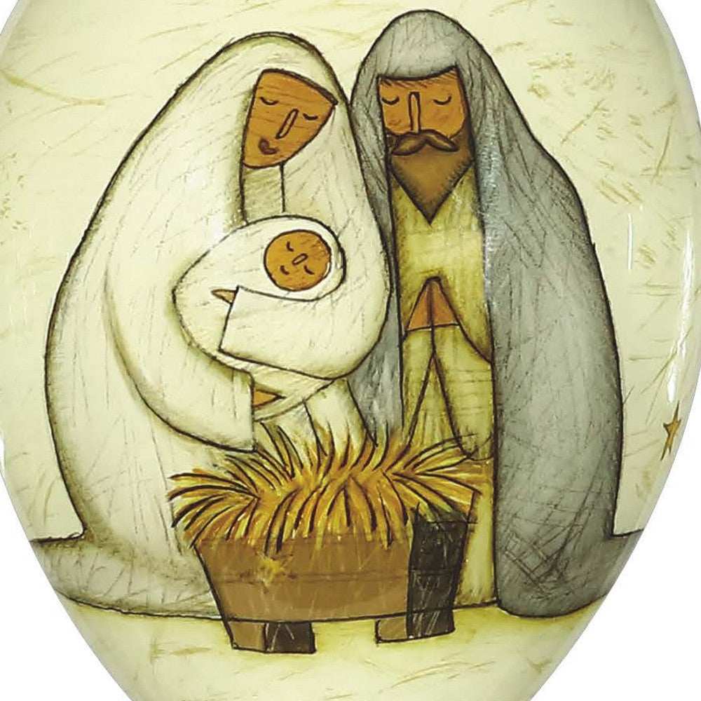 Nativity Holy Family Hand Painted Mouth Blown Glass Ornament - Homeroots - Flyclothing LLC