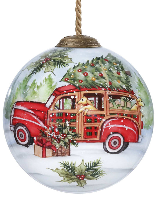 Home For Christmas Hand Painted Mouth Blown Glass Ornament - Homeroots - Flyclothing LLC