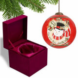 Festive Snowman on his way Hand Painted Mouth Blown Glass Ornament - Homeroots - Flyclothing LLC