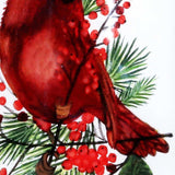 Cardinal Perched on Winter Berries Hand Painted Mouth Blown Glass Ornament - Homeroots - Flyclothing LLC