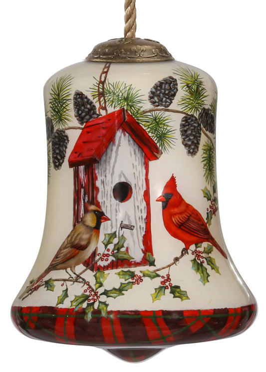 Cardinal Home Sweet Home Hand Painted Mouth Blown Glass Ornament - Homeroots - Flyclothing LLC
