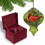 Red Majestic Cardinal Hand Painted Mouth Blown Glass Ornament - Homeroots - Flyclothing LLC