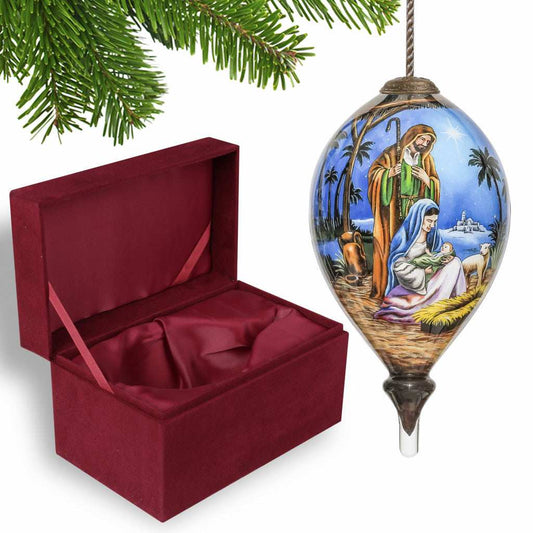 Holy Family Christmas Hand Painted Mouth Blown Glass Ornament - Homeroots - Flyclothing LLC
