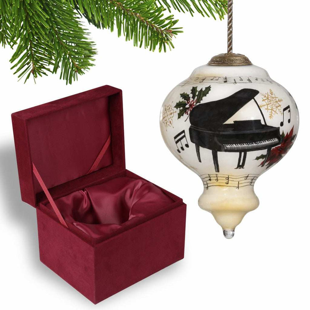 Grand Christmas Piano Hand Painted Mouth Blown Glass Ornament - Homeroots - Flyclothing LLC