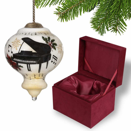 Grand Christmas Piano Hand Painted Mouth Blown Glass Ornament - Homeroots - Flyclothing LLC