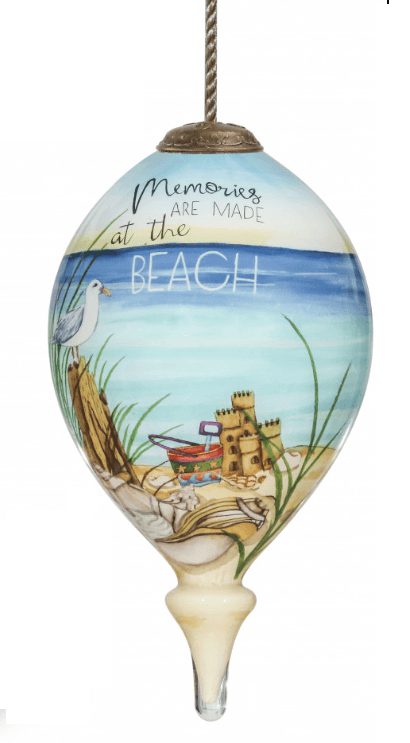 Beach Memories Hand Painted Mouth Blown Glass Ornament - Homeroots - Flyclothing LLC