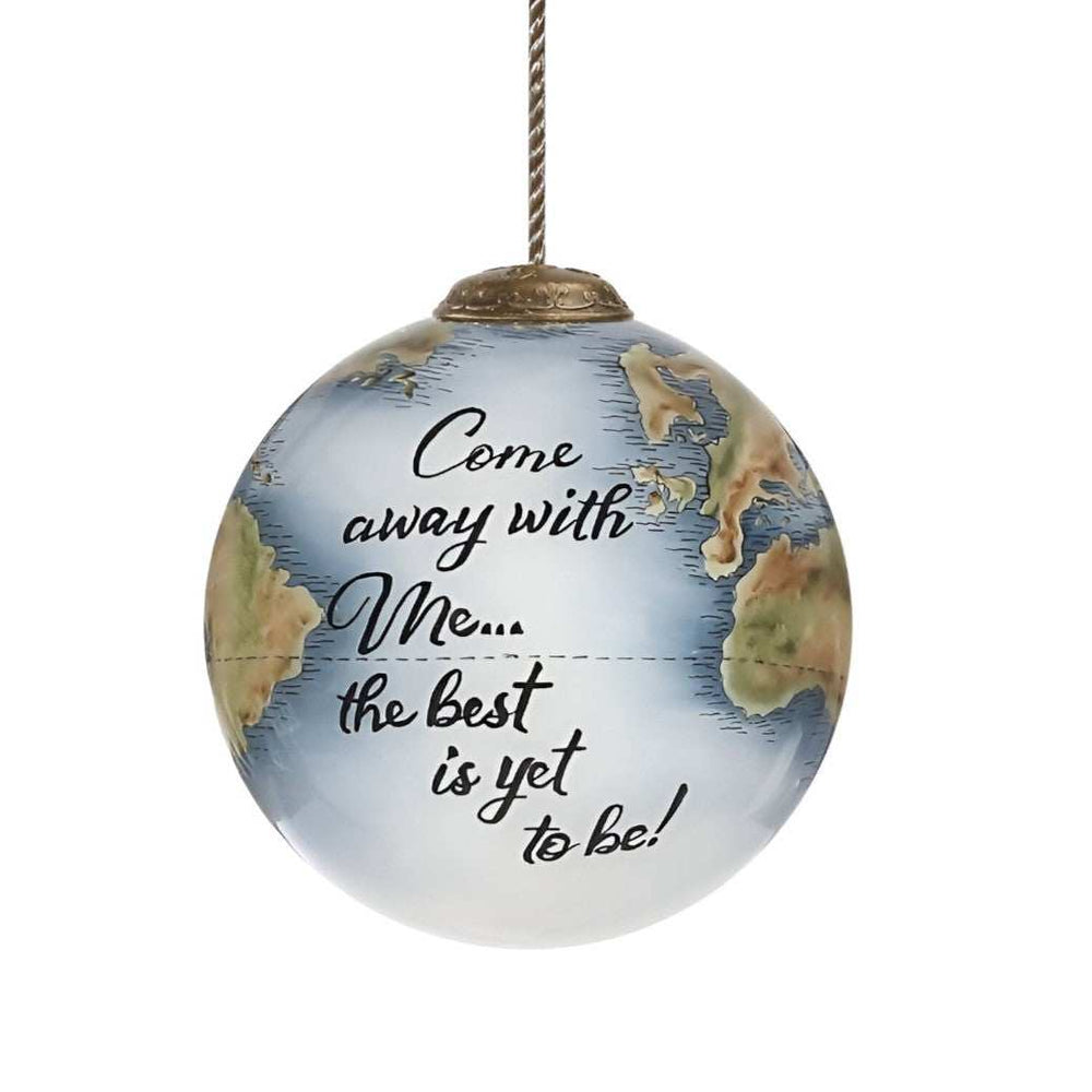 Globe Come Away with Me Hand Painted Mouth Blown Glass Ornament - Homeroots - Flyclothing LLC