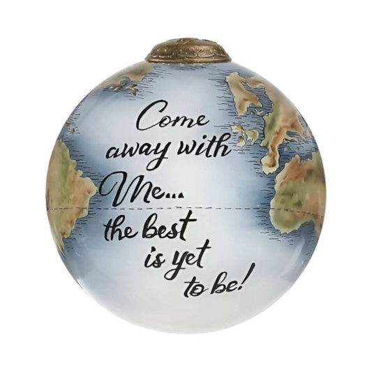 Globe Come Away with Me Hand Painted Mouth Blown Glass Ornament - Homeroots - Flyclothing LLC