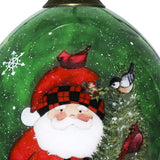Green Plaid Santa Hand Painted Mouth Blown Glass Ornament - Homeroots - Flyclothing LLC