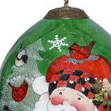 Plaid Santa with Cardinals Hand Painted Mouth Blown Glass Ornament - Homeroots - Flyclothing LLC